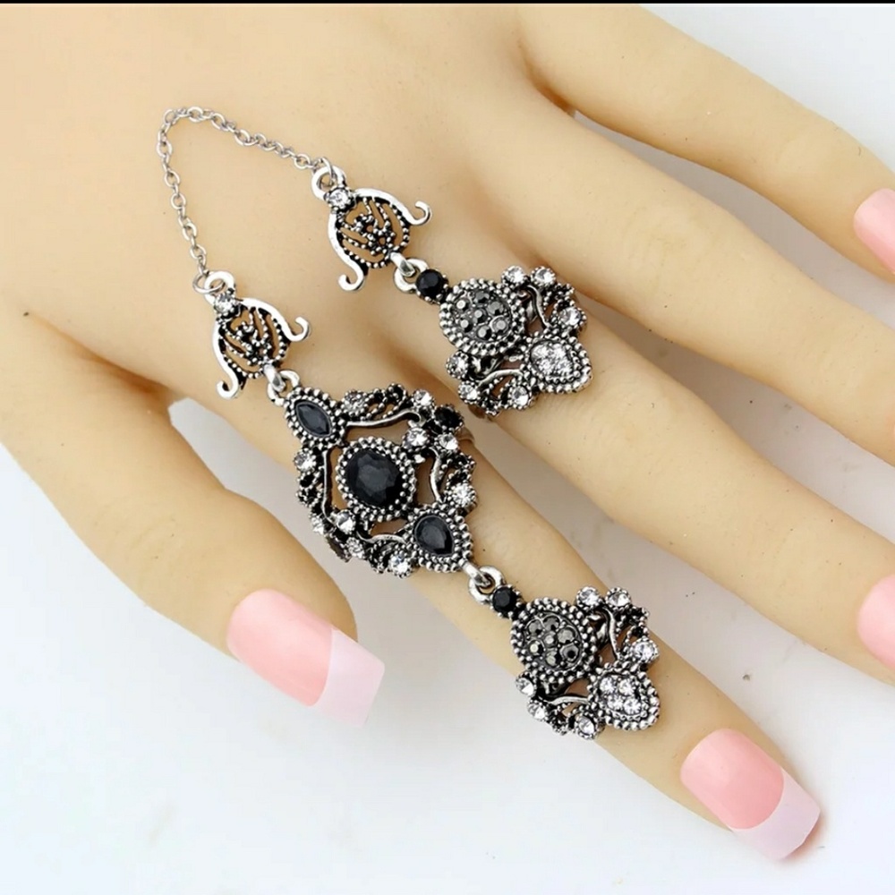 Turkish Rings Set- Black n Silver